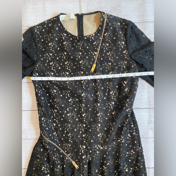 Stella McCartney Long Sleeve Black Lace Dress with Gold Zipper Accents - Picture 4 of 9